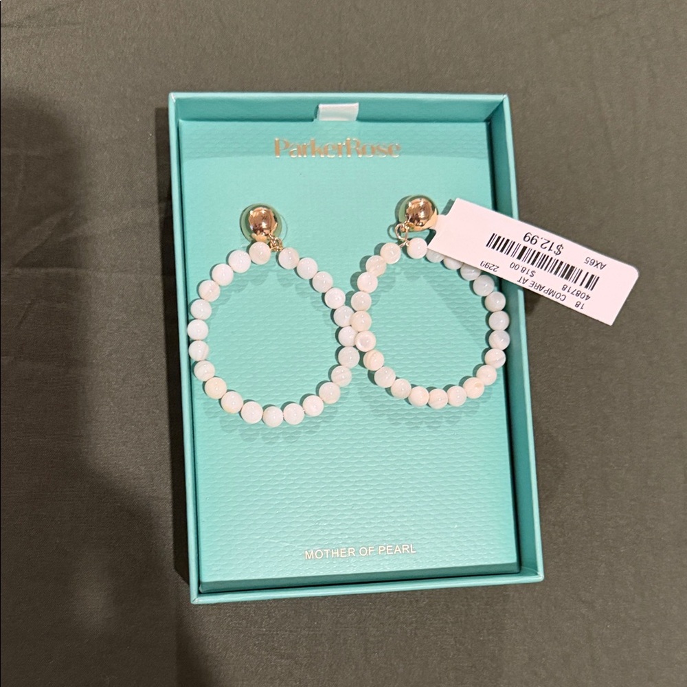 Parker Elegant Gold and White Hoop Earrings